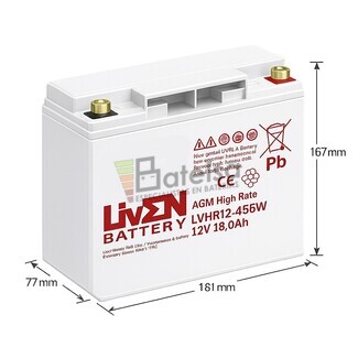 Bater�a 12 Voltios 18 Amperios LVHR12-456W | Liven Battery
